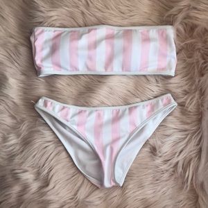 Pink and White Stripped Bikini